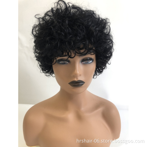 curly wig Wholesale 100% Raw Virgin Cuticle Aligned Brazilian Human Hair for Black Women Short Straight Black Lady  Wigs 1B